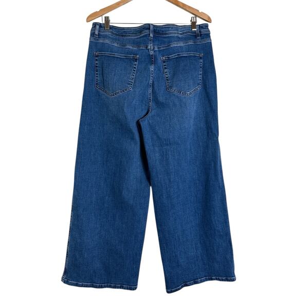 J. Jill Women's High Rise Wide Leg Cropped Denim Jeans Button Fly Size 14 Blue - Picture 3 of 6